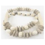 Vintage Natural Bead Necklace with Textured and Smooth Accents