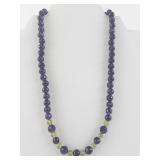 Amethyst and Peridot Beaded Necklace with Decorative Clasp