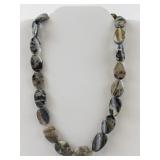 Polished Stone Bead Necklace with Decorative Clasp