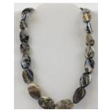 Polished Stone Bead Necklace with Decorative Clasp