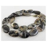 Polished Stone Bead Necklace with Decorative Clasp