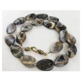 Polished Stone Bead Necklace with Decorative Clasp