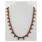 Carnelian Beaded Necklace with Carved Bead Accents