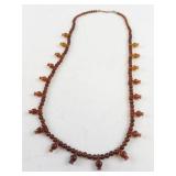 Carnelian Beaded Necklace with Carved Bead Accents