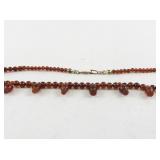 Carnelian Beaded Necklace with Carved Bead Accents