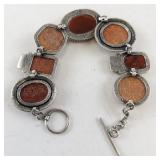 Amy Kahn Russell Red Coral Sterling Silver Link Bracelet