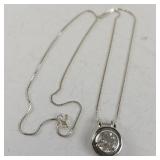 Sterling Silver CZ Solitaire Pendant Necklace