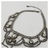 Decorative Chain Anklet or Choker Necklace with Clear Stones