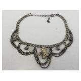 Decorative Chain Anklet or Choker Necklace with Clear Stones