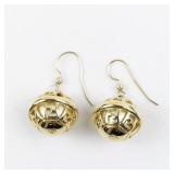 Fendi Logo Pearl Cage Gold Plated French Wire Drop Earrings