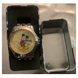 Disney Mickey Mouse Watch Men Accutime Day Date Metal Band