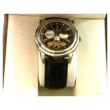 Silver Lucien Piccard Automatic 2 Eye Watch Black Dial