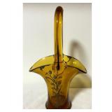 Vintage Amber Glass basket
