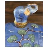 Vintage Japanese Hinode Moriage Sake Barrel with Four Cups