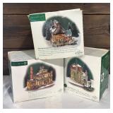 Department 56 Village Buildings including Williams Gas Works, Hop Castle Folly and North Eastern Sea Fisheries Ltd.