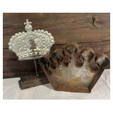 Set of 2 Decorative Metal Crown Sculptures
