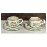 Pair of Hand Painted Italian Tea / Coffee Cups with Saucers