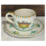 Pair of Hand Painted Italian Tea / Coffee Cups with Saucers