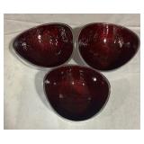 Set of 3 Simplydesignz Red and Silver Decorative Bowls