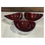 Set of 3 Simplydesignz Red and Silver Decorative Bowls