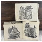 Department 56 Village Buildings including Nettie Quinn Puppets & Marionettes, Fagins Hide-A-Way and Thomas Mudge Timepieces