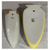 Pair of Vintage Wall Pocket Vases with Floral Design