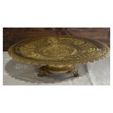 Heavy Vintage Hammered Brass Lazy Susan Platter