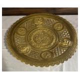 Heavy Vintage Hammered Brass Lazy Susan Platter