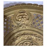 Heavy Vintage Hammered Brass Lazy Susan Platter