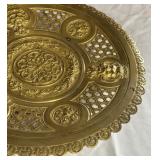 Heavy Vintage Hammered Brass Lazy Susan Platter