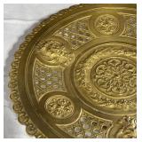 Heavy Vintage Hammered Brass Lazy Susan Platter
