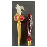 Two Budweiser Tap Handles