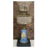 Vintage Oil Lamp with Porcelain Accented Base