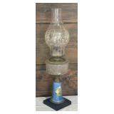 Vintage Oil Lamp with Porcelain Accented Base