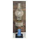 Vintage Oil Lamp with Porcelain Accented Base