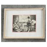 Framed Art Print of Woman in Gown by Window