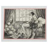 Framed Art Print of Woman in Gown by Window