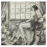 Framed Art Print of Woman in Gown by Window