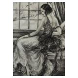 Framed Art Print of Woman in Gown by Window