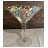 Vintage Marbles in Large Martini Style Glass
