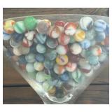 Vintage Marbles in Large Martini Style Glass