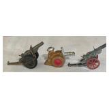 Collection of Three Vintage Metal Slurry Cannon Figurines