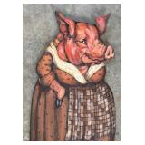 Original Hand Painted Wooden Pig Decor by A. Bonine