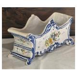 Vintage Hand Painted Henriot Quimper Curved Jardiniere