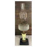 Vintage Oil Lamp with Hand Painted Bird Motif Base