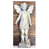 Vintage Cast Iron Gold and Silver Colored Heavy Angel / Stand or Wall Hanging