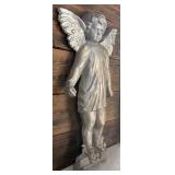 Vintage Cast Iron Gold and Silver Colored Heavy Angel / Stand or Wall Hanging