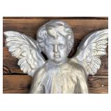 Vintage Cast Iron Gold and Silver Colored Heavy Angel / Stand or Wall Hanging
