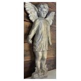 Vintage Cast Iron Gold and Silver Colored Heavy Angel / Stand or Wall Hanging