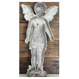 Vintage Cast Iron Gold and Silver Colored Heavy Angel / Stand or Wall Hanging